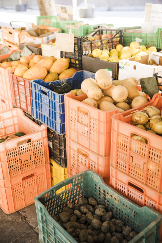 vegetables produce plastic crates local market